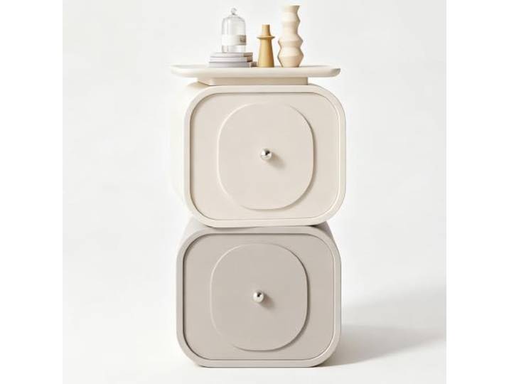 Drehbarer Nachttisch Tisch mit schmalen Kanten Kleine Räume 360° Drehbar Dekoratives Möbelstück Keine Montage Erforderlich Für Wohn- Und Schlafzimmer(Grigio,30cm/12in)