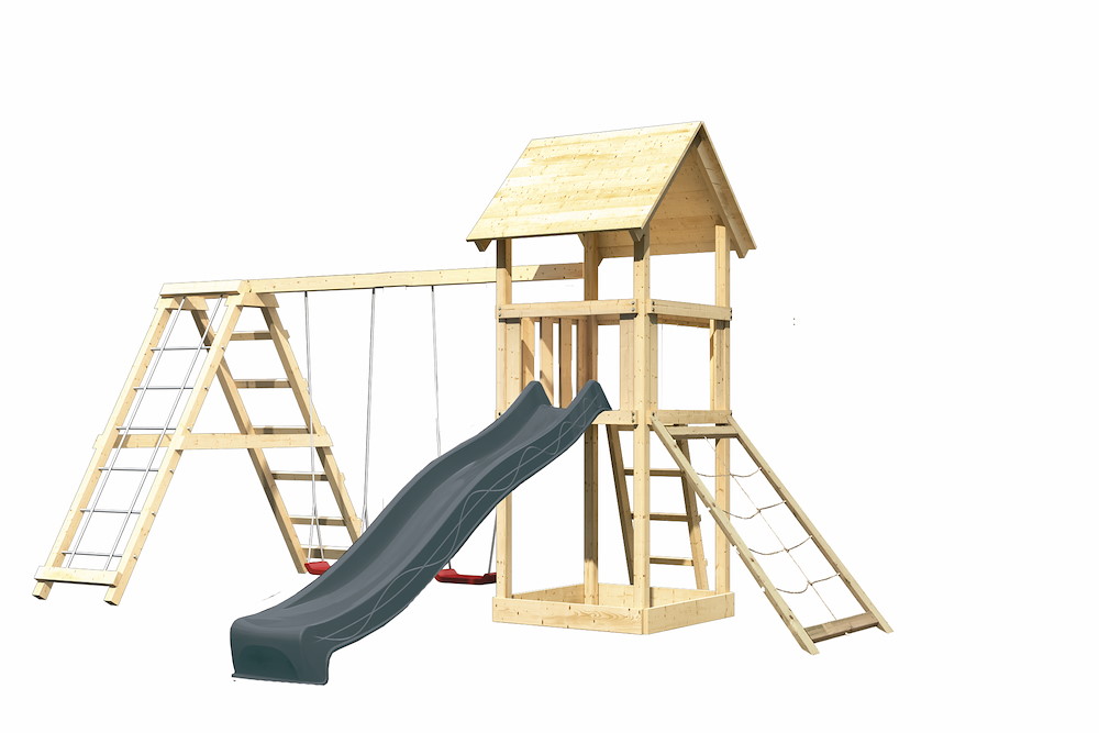 KARIBUHOLZT Spielt. Lotti nat.107x107x291 m.Rutsche+doppel.anbau 16988384