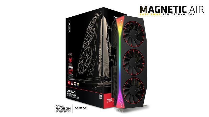 XFX Mercury Magnetic Air RGB Gaming RX 9070 XT OC Black Grafikkarte 16 GB