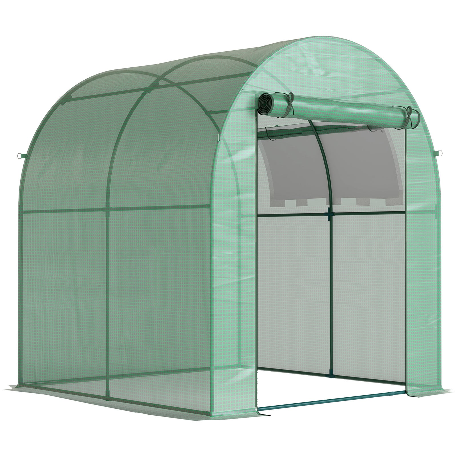 Outsunny Draagbaar Plantenhuis met Stalen Frame en Kunststof Bekleding, Groen
