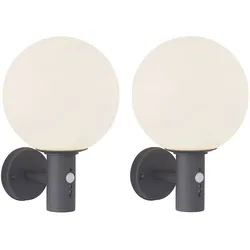 2x LED Außen-Wandleuchte Außenlampe Bewegungsmelder Anthrazit Edelstahl H 37 cm