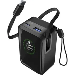 Cellularline Power Bank Roller 10000 (10000 mAh, 45 W), Powerbank, Schwarz