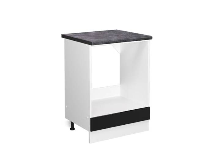 Vicco Herdumbauschrank R-Line, Schwarz Hochglanz, 60 cm Backofennische · Arbeitsplatte Anthrazit · Höhenverst. Füße · Metallgriffe · Einfache Integration