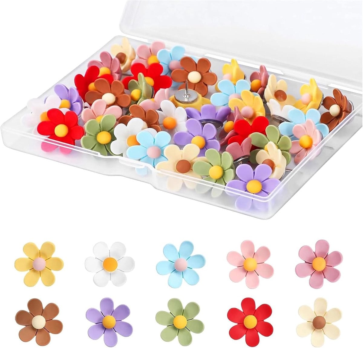 ShopVlot Decoratieve Flower Pins met Bloemen - Multicolour en Zwart - 2 cm