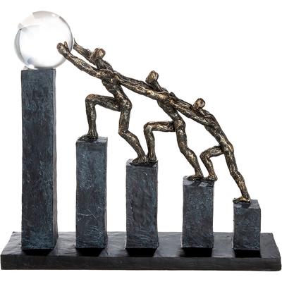Skulptur GILDE "Skulptur Teamwork bronzefarben", braun (bronzefarben, schwarz), B:34cm H:32cm T:8cm, Kunstharz, Dekofiguren, Gemeinschaft Zusammenhalt Partnerschaft Symbolkraft Motivation