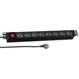 EFB Elektronik 19"1HE Steckdosenl. 16x USB A mit Schalter 3m, schwarz