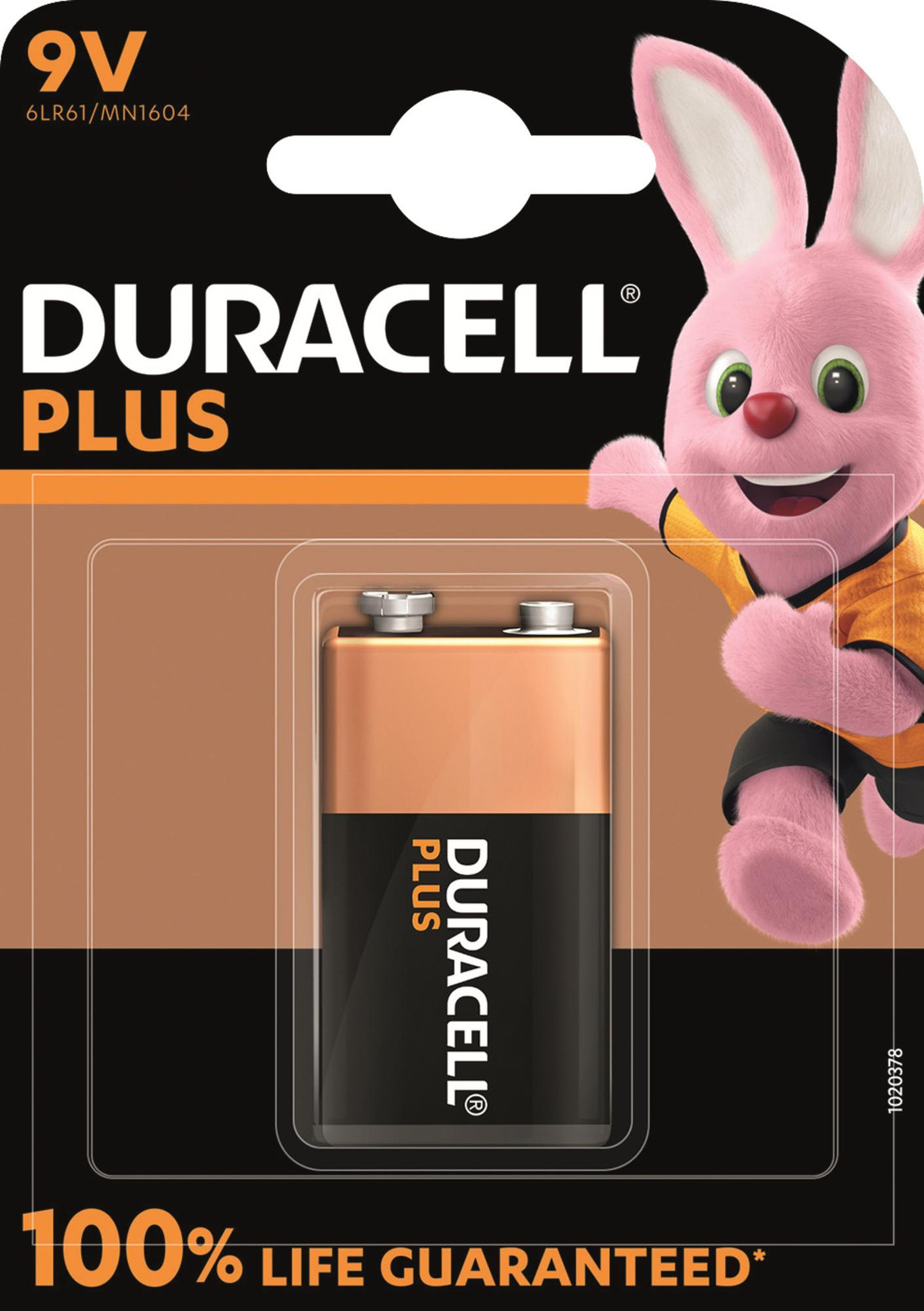 Duracell Plus MN1604 9V blokbatterij voor rookmelders, meetapparatuur en audioapparatuur