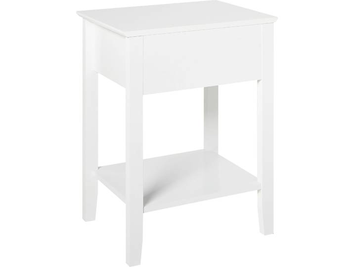 BELIANI Nachttisch Weiß MDF-Platte u. Faserplatte Schmal mit 1 Schublade Geriffelt Retro Schlafzimmer Nachtkonsole Nachtkommode Schubladenschrank