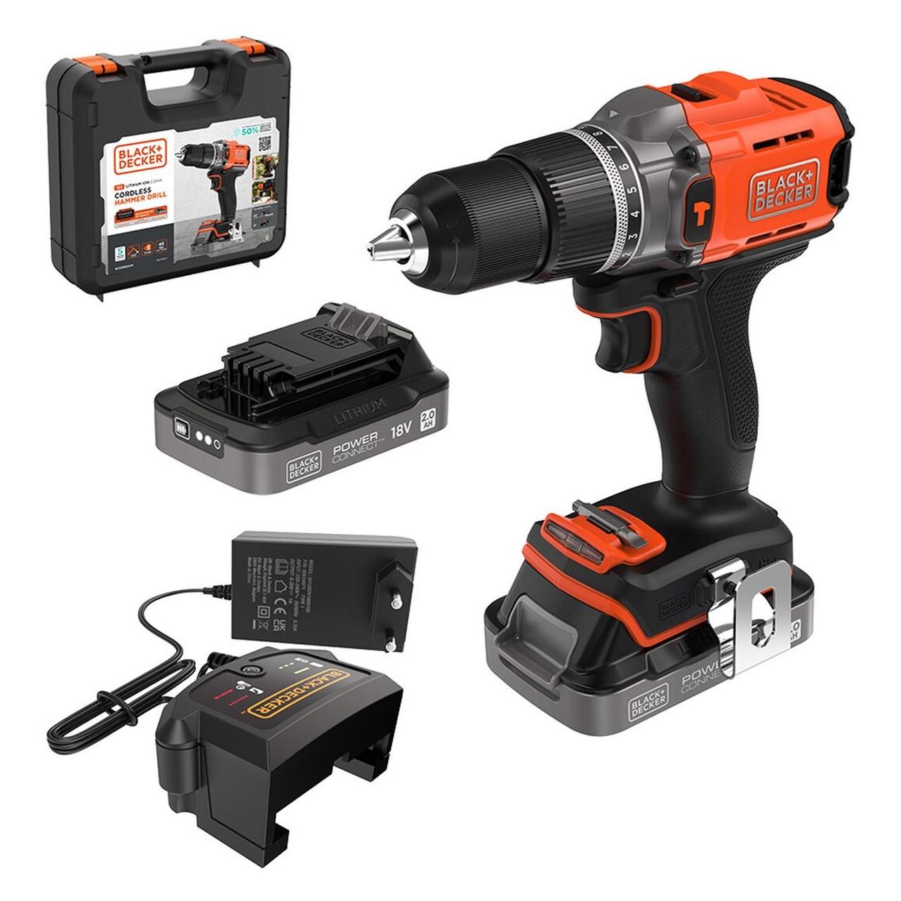 Black & Decker Black and Decker Power Hammer Drill (Bohrschrauber, Schlagbohrmaschine) (BCD383D2XK-QW)