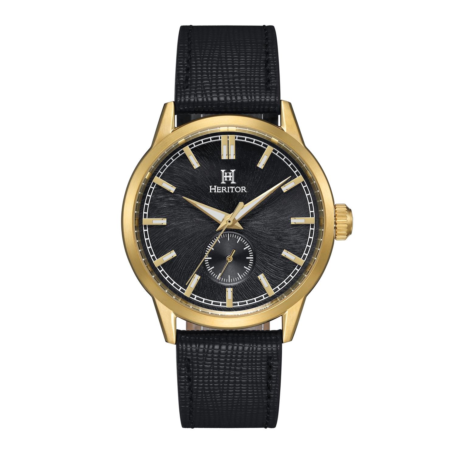 Heritor Automatic Argento leren band horloge