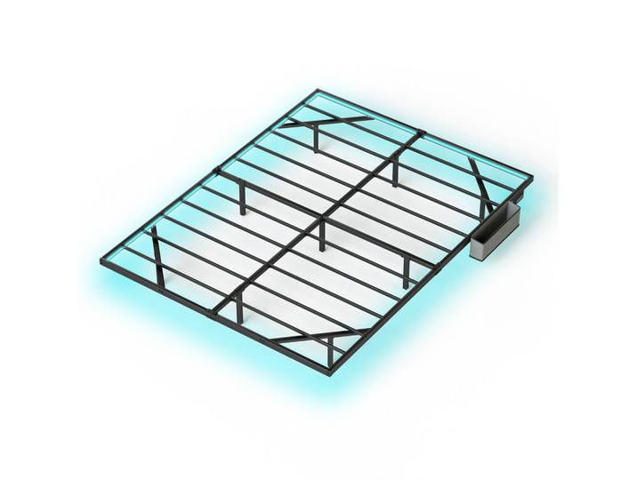 Stilvora Metallbett 160/200 cm in Schwarz mit Led, USB und Type-C im Schwebelook, Metall, 160x200 cm, Schlafzimmer, Betten, Metallbetten