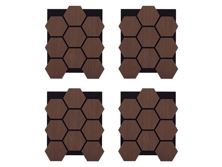 Homestyle4u Akustikpaneel Hexagon Braun 4 Stück, Holz, 62x76x2 cm, Tapeten & Wandverkleidungen, Akustikpaneele