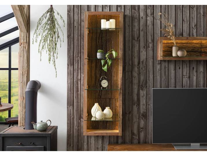 Vitrine murale 45x30 Acacia laqué Bois naturel BARK #104