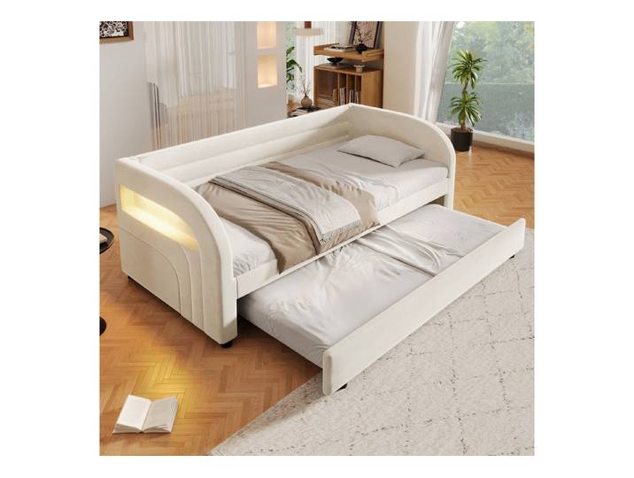 Odikalo Schlafsofa Schlafcouch 90x200 140x200 mit LED, mit Bettkasten oder Ausziehbett