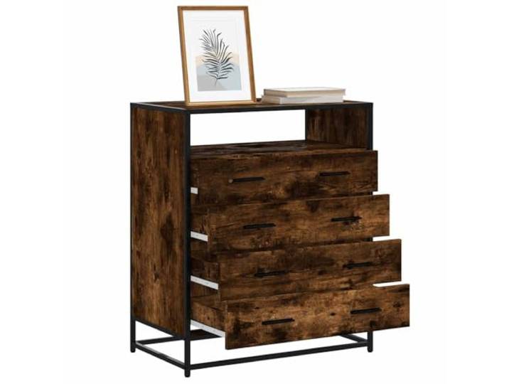 Schubladenschrank Räuchereiche 70x41x83,5 cm Holzwerkstoff mit 4 Schubladen Industrie Design, Metallgestell, 4 geräumige Schubladen, pflegeleichte Oberfläche, robuste Konstruktion