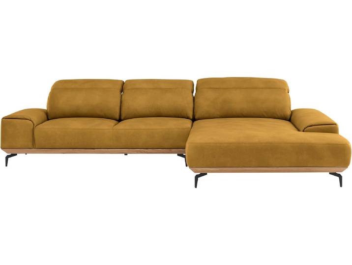 Wohnlandschaft, Long-Life-Leder, Gelb (Kurkuma), 342×207 cm, Elektrisch Verstellbar, Musterring