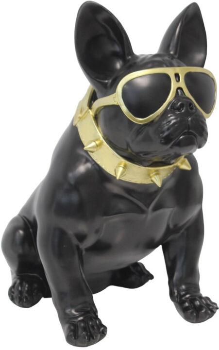 FD Figur Bulldogge mit Brille groß, Polyresin 60 x 35x 54 schwarz