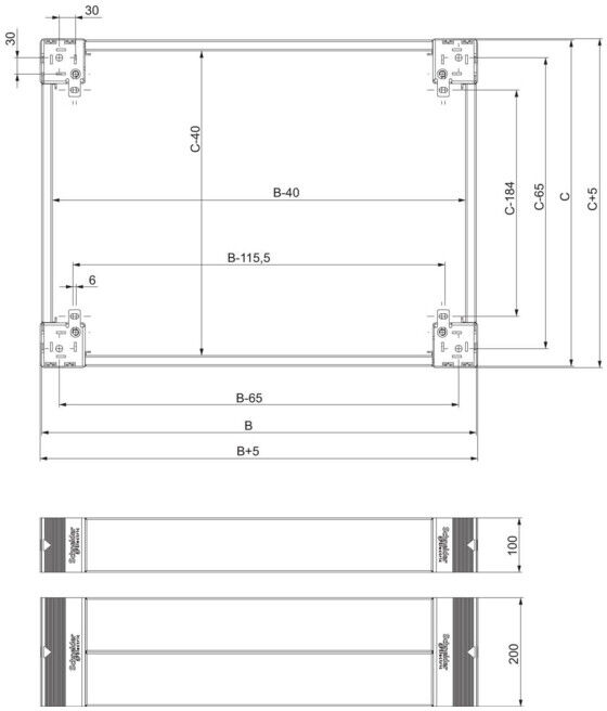 Schneider Electric Socle 100 mm P=600 mm, côtés NSYSPS6100 (NSYSPS6100)