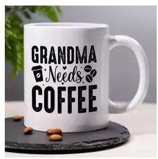 Uplift Picks Grandma Needs Coffee Mug Funny Ceramic Coffee Cup Gift For Grandma white