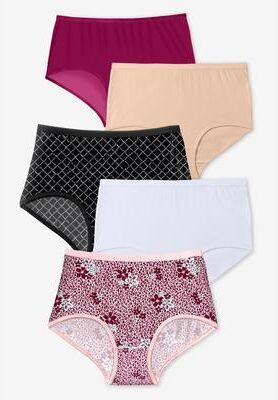 Plus Size Women's Full Coverage Stretch Cotton Brief 5 Pack by Comfort Choice in X O Pack (Size 9) Underwear