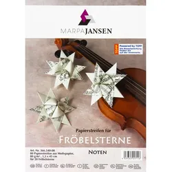 Papierstreifen-Set Fröbelsterne "Noten", creme-schwarz, 80 Streifen