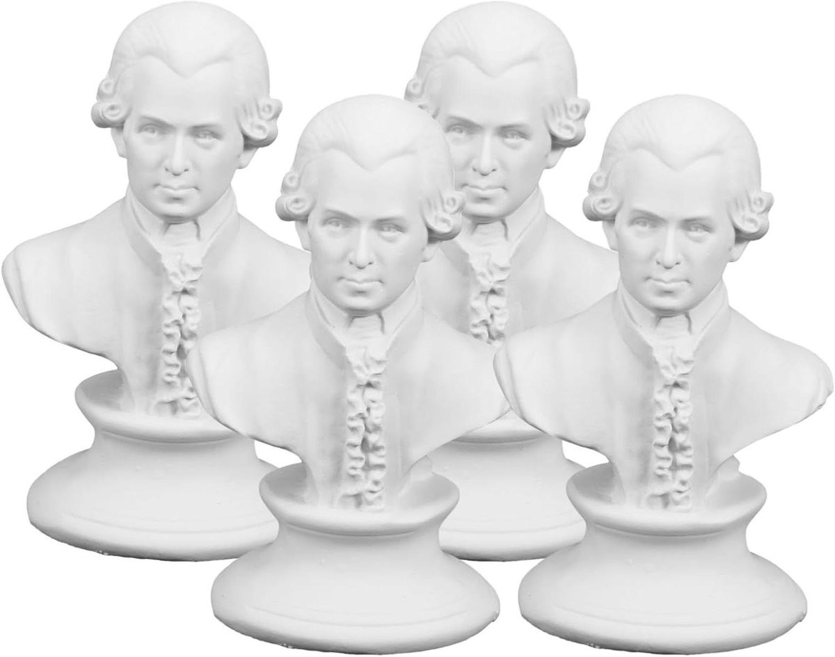Set van 4 Miniatuur Muzikant Beeldjes in Wit Hars voor Decoratie