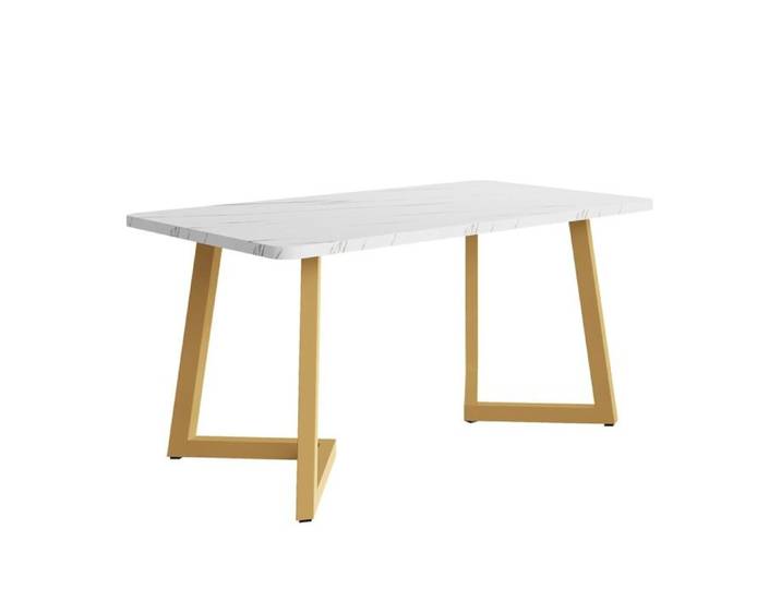 Table de repas (1-pâte) Or/blanc Couchage 117 x 68 cm 117x68cm Table à manger Possibilités d'utilisation multiples