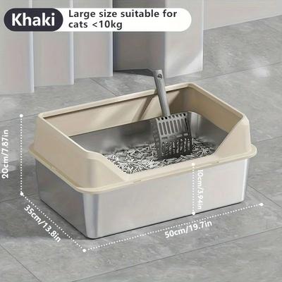 Uplifted Finds KEMORELA XL Stainless Steel Litter Enclosure khaki 50 Cm