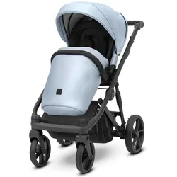Kunert, Kinderwagen, ARIZO 3in1Öko-Leder Kinderwagen in Blau mit schwarzem Gestell