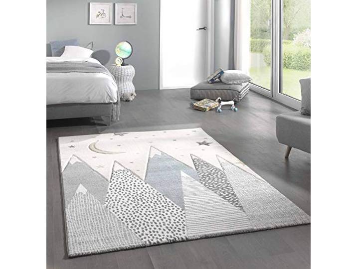 Merinos Kinderteppich Teppich Kinderzimmer mit Bergen in Pastel Blau Grau Größe 160x230 cm