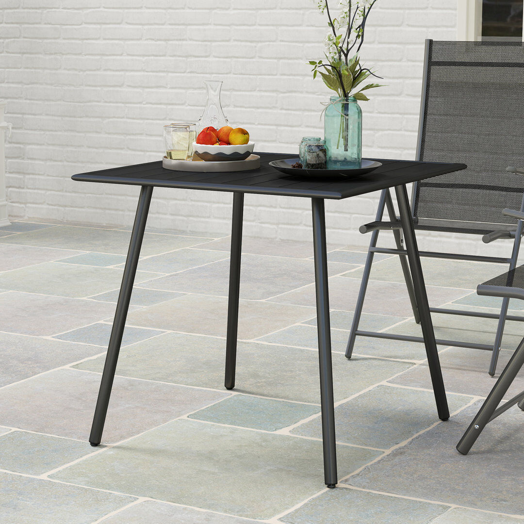 17 Stories Garden Dining Table for 4 Person Square 80 x 80 x 74 cm Black Black