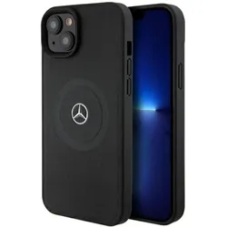 Mercedes MEHMP15S23RMMK iPhone 15 6.1" czarny/black hardcase Crossed Lines Pattern Leather MagSafe (Apple iPhone 15), Smartphone Hülle, Schwarz