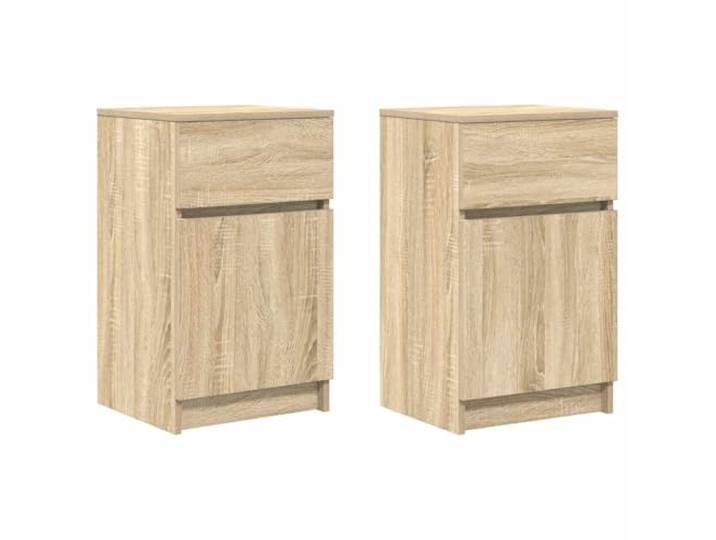 KDVXBCQJH Nachttisch 2er Set Sonoma-Eiche 39x35x65 cm Holzwerkstoff Kompakter Beistelltisch für das Schlafzimmer mit flexibler Türöffnung, viel Stauraum und robuster Oberplatte.