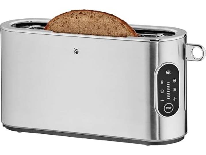 WMF Lumero Toaster 2 Scheiben, Langschlitz mit Brötchenaufsatz, XXL, Einseitiges Toasten, 1-Scheiben-Taste, 10 Bräunungsstufen, Toaster edelstahl matt