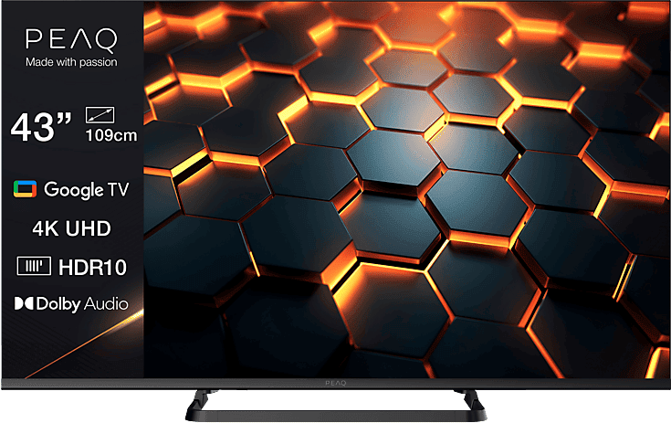 TV LED 43" - PEAQ PTV 43GU-5026C, UHD 4K, DVB-T2 (H.265), Direct LED, Negro