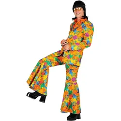 Thetru Hippie Anzug orange - Blumen Kostüm für Fasching (XL)