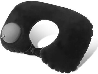 Shop Station Press Inflatable Travel Neck Pillow Portable U Shaped Airplane Neck Pillow With Ergonomic Neck Support black