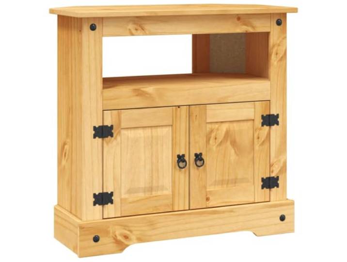 GKHPYURE Konsolentisch aus mexikanischem Kiefer, 80 x 43 x 78 cm, Braun Massives Kiefernholz, Stil, 1 Schrank und 1 Fach, stabile Platte, offene Rückseite für Kabel, einfache Montage