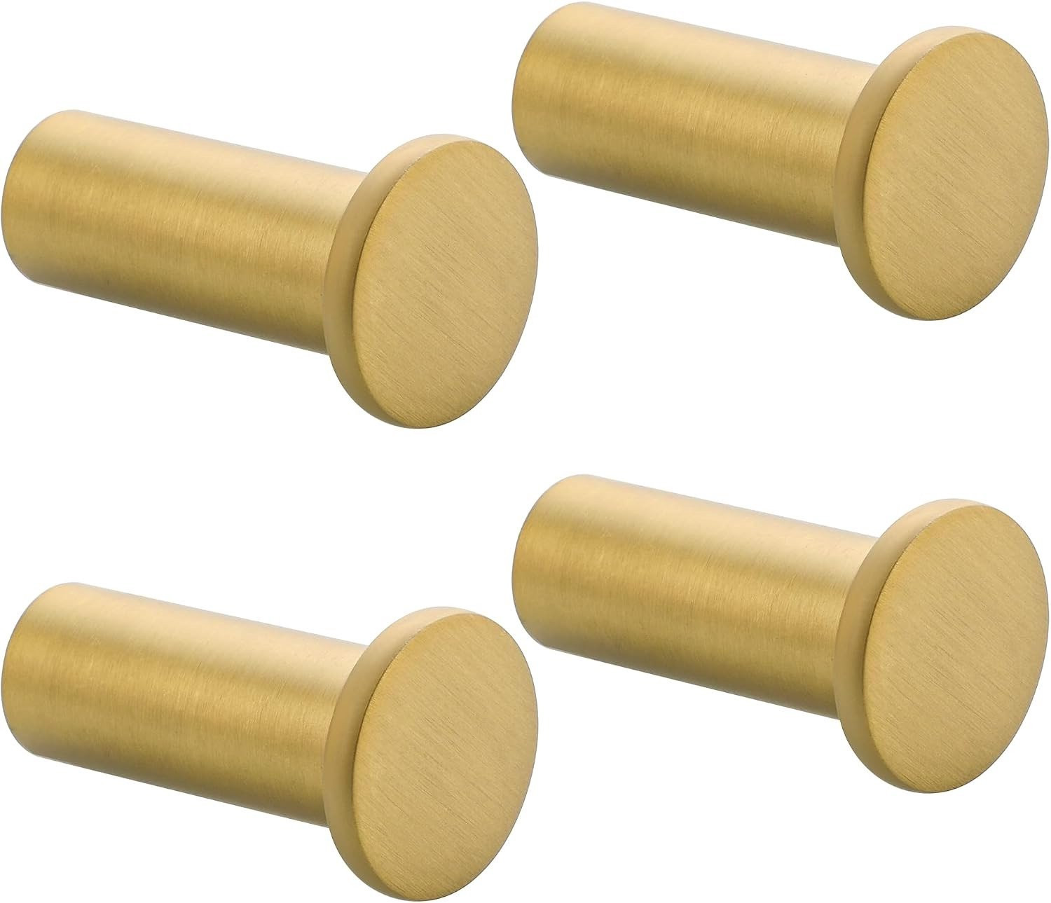 Set van 4 goudkleurige wandhaken van roestvrij staal voor handdoeken en accessoires