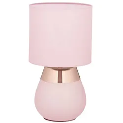 Relaxdays Tischlampe mit Stoffschirm Kupfer,Rosa