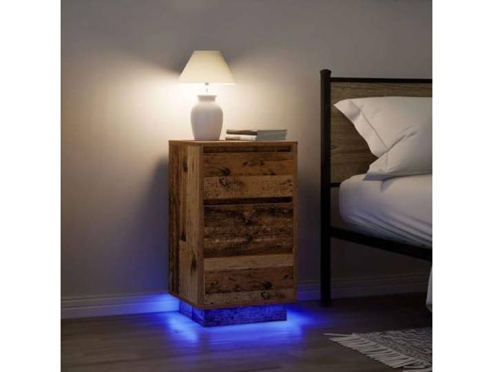 Nachtschrank mit RGB LED Beleuchtung, Nachttisch Holzwerkstoff mit Stauraum, Solide Tischplatte Leicht zu reinigen, 38x34x65cm