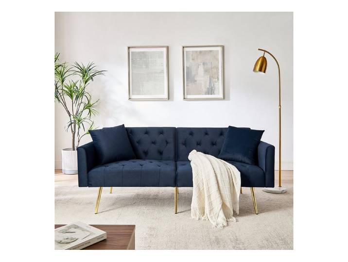 OKWISH Schlafsofa 2-Sitzer Sofa 177x74x78 cm aus Samt mit verstellbarer Rückenlehne, Set 1 Teile, für Wohnzimmer,Mietwohnung,kleines Apartment