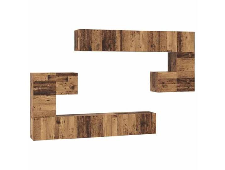 Roanoer TV-Schrank Set Wandmontiert 10-Teilig Holzwerkstoff Altholz-Optik Flexibles Lowboard und Hängeschrank Ensemble aus Holzwerkstoff im Altholz-Design für Ihr Wohnzimmer und Schlafzimmer.