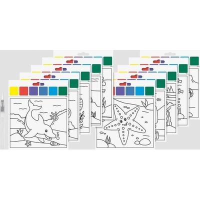 Brunnen Heyda Mal Set Unterwasser - Malblock inkl. Wasserfarben und Pinsel, 10 Motive