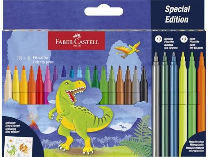 FABER-CASTELL - Viltstiftset Dino, 24 kleuren