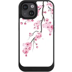 Nivocase Hülle für Apple iPhone 15 Handyhülle NIVOcore Case Schwarz Asien Japan Kirschblüten (Apple iPhone 15), Smartphone Hülle, Schwarz