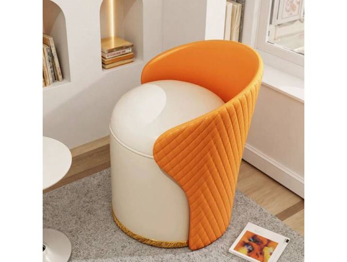 Tabouret de coiffeuse de luxe pour chambre à coucher, chaise de maquillage tendance, chaise de coiffeuse avec dossier, tabouret de maquillage rotatif en bois massif
