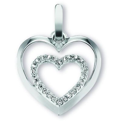 Kette mit Anhänger ONE ELEMENT "Zirkonia Herz Herz Anhänger aus 925 Silber", silber, Halsketten, Damen, Silber 925 (Sterlingsilber), Liebevoll gearbeitet – ein schönes Geschenk für besondere Momente