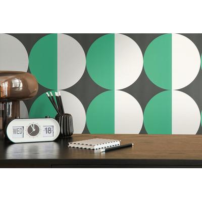 Vliestapete LIVING WALLS "LIMITED – Retro Color Circles", grün, B:0,53m H:0m L:10,05m, Vlies, Tapeten, Große Kreise und Kontrastflächen im ausdrucksstarken Retro-Look