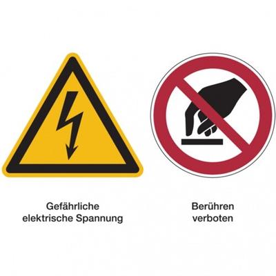 Dreifke® Aufkleber | Produktsicherheitsschild, Elektrische Spannung / B - 210x148 mm Folie selbstklebend